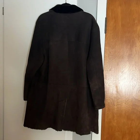 Vintage Cole Haan Country Brown Leather and Fur Coat Men’s Size Large - Picture 7 of 16